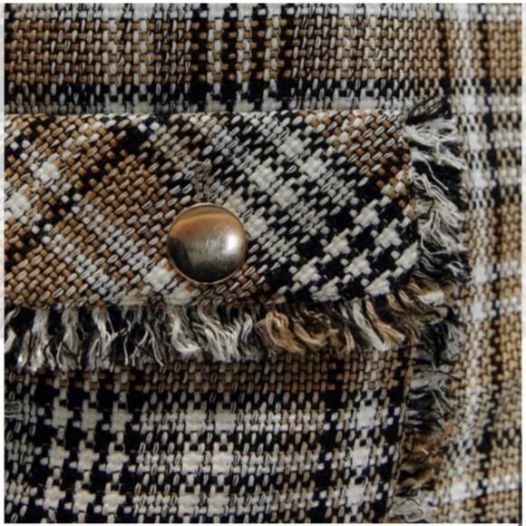Zara Frayed Checked Plaid Blazer Size Small - Picture 6 of 6